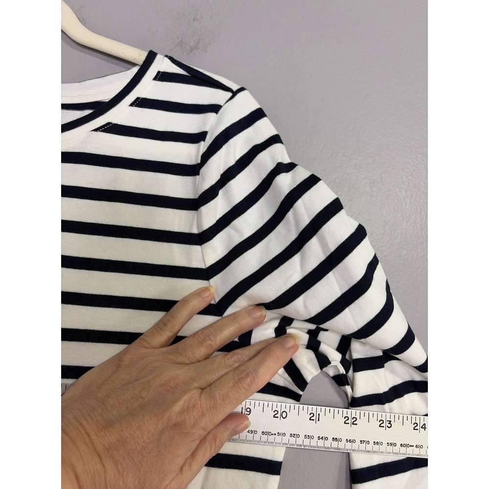 Talbots Women's Navy White Striped Owl Applique Cotton Long Sleeve Top L NEW - Picture 7 of 9